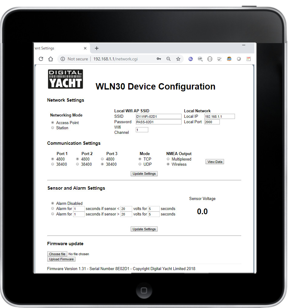 WLN30 Web Interface