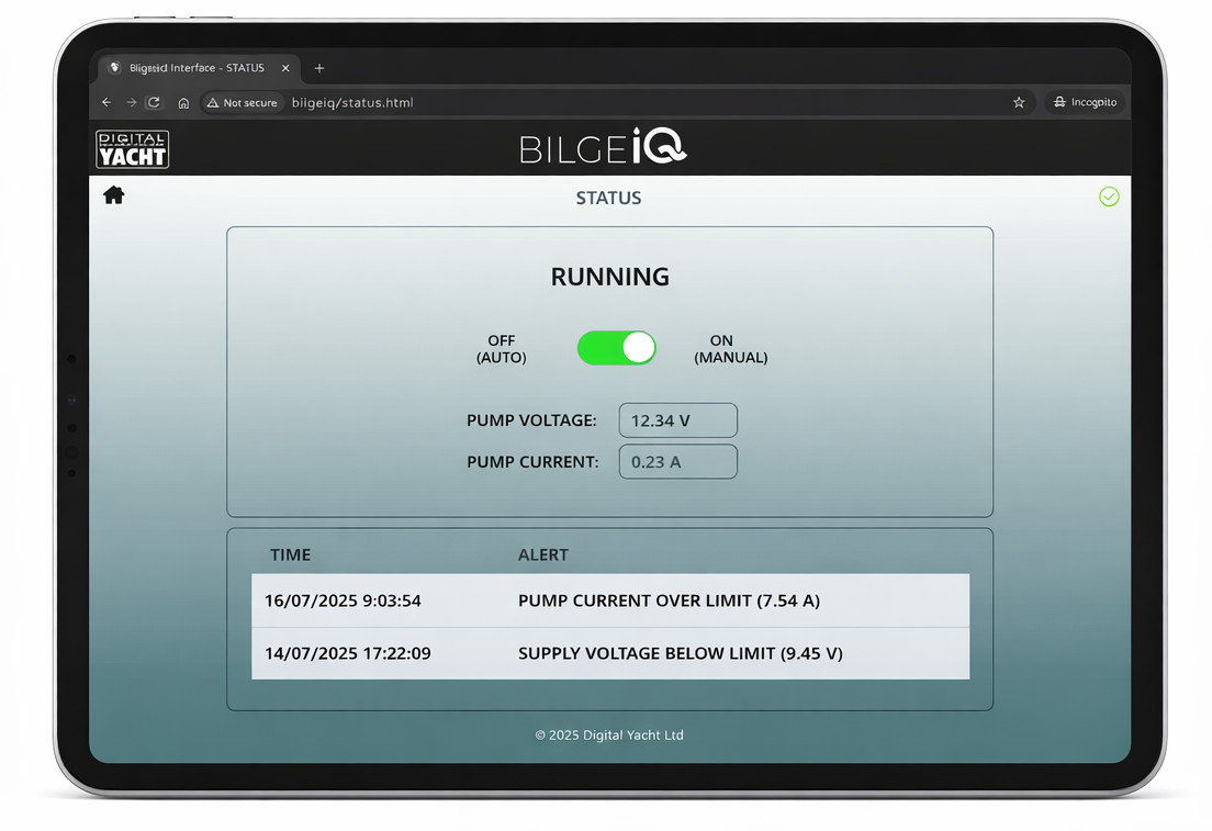 bilge IQ has a built-in web interface
